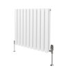 Oval Column Radiator 600mm x 600mm & TRV Chrome Valves Modern Designer Double Panel Central Heating Heater White Steel Horizontal Kitchen Living Room Bathroom FREE Cleaning Brush Fixing Kit & Brackets