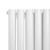Oval Column Radiator 600mm x 1440mm & TRV Chrome Valves Modern Designer Double Panel Central Heating Heater White Steel Horizontal Kitchen Living Room FREE Cleaning Brush Fixing Kit & Brackets