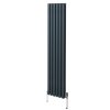 Oval Column Radiator 1800mm x 360mm & TRV Chrome Valves Designer Double Panel Central Heating Heater Anthracite Grey Steel Vertical Kitchen Living Room FREE Cleaning Brush Fixing Kit & Brackets