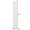Oval Column Radiator 1600mm x 240mm & TRV Chrome Valves Modern Designer Double Panel Central Heating Heater White Steel Vertical Kitchen Living Room FREE Cleaning Brush Fixing Kit & Brackets