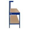 Garage Workbench Blue Pegboard Drawer Shelves LED Light Heavy Duty Steel Wooden Workshop Industrial Shed DIY Work Table Desk Tool Storage Station Unit 370kg Total Capacity 40 Hooks Rubber Mallet