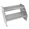 Metal Staircase 2 Section Adjustable Height 60cm / 600mm Wide Galvanised Steel Silver 2 Steps Weatherproof Grate Step Outdoor Garden Patio Modular Stairs 5mm Rod Thickness FREE Fixing Kit
