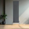 Flat Single Column Radiator & Valves - 1600mm x 420mm - Anthracite Grey