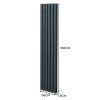 Oval Column Radiator 1800mm x 360mm & TRV Chrome Valves Designer Double Panel Central Heating Heater Anthracite Grey Steel Vertical Kitchen Living Room FREE Cleaning Brush Fixing Kit & Brackets