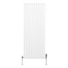 Oval Column Radiator 1600mm x 600mm & TRV Chrome Valves Modern Designer Double Panel Central Heating Heater White Steel Vertical Kitchen Living Room FREE Cleaning Brush Fixing Kit & Brackets