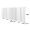 Oval Column Radiator 600mm x 1440mm Modern Designer Double Panel Central Heating Heater Gloss White Carbon Steel Horizontal Kitchen Living Room Bathroom FREE Cleaning Brush Fixing Kit & Brackets