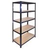 5 x 90cm Black Warehouse Storage Bays / Garage Shed Shelving / Utility Rack + FREE Rubber Mallet