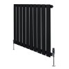 Flat Single Column Radiator & Valves - 600mm x 700mm - Black