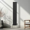 Oval Column Radiator 1600mm x 240mm Modern Designer Double Panel Central Heating Heater Matt Black Carbon Steel Vertical Kitchen Living Room Bathroom FREE Cleaning Brush Fixing Kit & Brackets