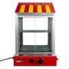 Hot Dog Steamer & Cart Events Hotdog Bun Electric Warmer Stainless Steel Machine Commercial Sliding Glass Doors Removable Shelf 2 Trays Adjustable Thermostat 30C - 110C 2000W Tongs 3 Sauce Bottles