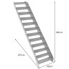 Metal Staircase 12 Section Adjustable Height 60cm / 600mm Wide Galvanised Steel Silver 12 Steps Weatherproof Grate Step Outdoor Garden Patio Modular Stairs 5mm Rod Thickness FREE Fixing Kit