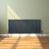 Oval Column Radiator 600mm x 1440mm Modern Designer Double Panel Central Heating Heater Matt Anthracite Grey Carbon Steel Horizontal Kitchen Living Room FREE Cleaning Brush Fixing Kit & Brackets