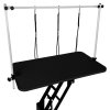 Hydraulic Pet Dog Grooming Table Lift Height Adjustable H Bar 180kg Weight Capacity Large 106cm x 61cm Black Rubber Top Professional Heavy Duty Steel Black Frame 4 Adaptable Stable Feet 3 Loop Leashes