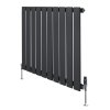 Flat Single Column Radiator & Valves - 600mm x 700mm - Anthracite Grey