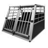 Pet Car Transport Crate Cage Large Aluminium Travel Box Trapezoidal Dog Cat Puppy Carrier Estate Vehicle 2 Doors 69 x 97 x 90cm | FREE Plastic Washable Mat