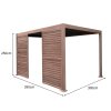 Wood Effect Aluminium Pergola With LED Lights & 2 x Side Panels - 4m x 3m
