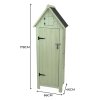 Wooden Garden Storage Shed Green Tool Organiser Cabinet Beach Hut Sentry Box Lockable Doors 3 Corner Shelves 4 Door Hooks Roof Hatch Padlock 4 Keys Ground Fixing Kit Screw Covers Fir Wood Asphalt Roof