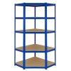 1 x Corner Garage Racking Unit & 4 x Single Racking Storage Units / 5 T-Rax Blue Steel & MDF Shelves / 6925kg capacity / 265kg per shelf / Free Rubber Mallet