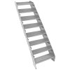 Metal Staircase 8 Section Adjustable Height 60cm / 600mm Wide Galvanised Steel Silver 8 Steps Weatherproof Grate Step Outdoor Garden Patio Modular Stairs 5mm Rod Thickness FREE Fixing Kit