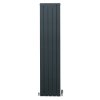 Aluminium Designer Radiator 1800mm x 395mm & TRV Chrome Valves Vertical Double Flat Panel Column Lightweight Modern Heater Matt Anthracite Grey Kitchen Living Room Cleaning Brush Fixing Kit Brackets