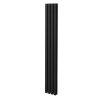 Oval Column Radiator 1800mm x 240mm Modern Designer Double Panel Central Heating Heater Matt Black Carbon Steel Vertical Kitchen Living Room Bathroom FREE Cleaning Brush Fixing Kit & Brackets