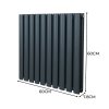 Oval Column Radiator 600mm x 600mm & TRV Chrome Valves Designer Double Panel Central Heating Heater Anthracite Grey Steel Horizontal Kitchen Living Room FREE Cleaning Brush Fixing Kit & Brackets