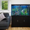 MonsterShop Fish Tank Aquarium & Starter Accessories, Black Cabinet, 4ft, 300L, Black Gravel
