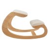 Ergonomic Kneeling Chair Wooden Oak White Linen Fabric 8cm Thick Padded Cushion Office Home Rocking Orthopaedic Posture Stool Back Knee Support 120kg Capacity FREE Keyboard and Mouse Wrist Rest Pads