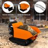 Mini Dumper Tracked Power Barrow 500kg Load Petrol Tipper Transporter 270cc 9HP Hydraulic Tipping 4 Speed Gears 3 Forward 1 Reverse Safety Brake Steel Skip Utility FREE Ramps Snow Shovel Extension Box