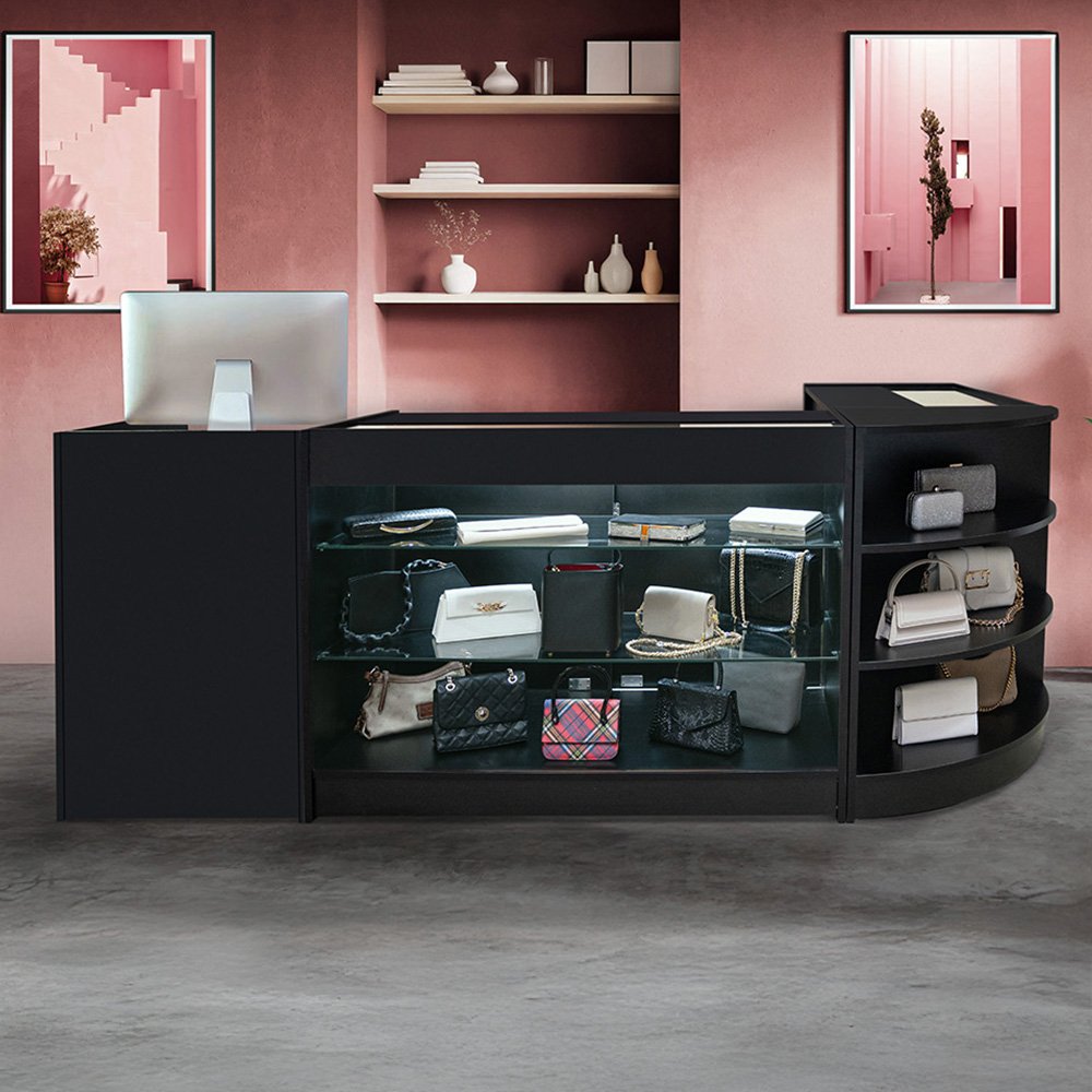 Eclipse LED Retail Counter Set: LM60, TB60, 2 x C1500 in Black: Yavolo