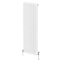 Traditional 3 Column Radiator 1800mm x 472mm Modern Central Heating Heater Gloss White Carbon Steel Vertical Wall Mounted Kitchen Living Room Bathroom Cleaning Brush Fixing Kit & Brackets