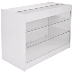 Retail Glass Shelf Product Display Shop Counter Showcase Lockable Cabinet Unit White - K1200