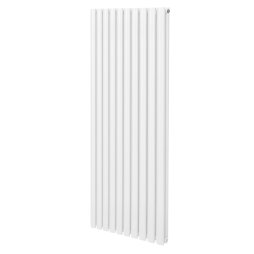 Oval Column Radiator 1600mm x 600mm Modern Designer Double Panel Central Heating Heater Gloss White Carbon Steel Vertical Kitchen Living Room Bathroom FREE Cleaning Brush Fixing Kit & Brackets