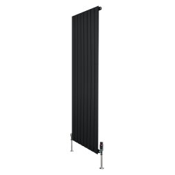 Flat Single Column Radiator & Valves - 1600mm x 560mm - Black