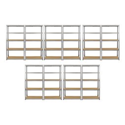 Monster Racking 10 x Galwix Steel Shelving, 175kg/shelf, 90 x 30 x 180cm, 5 Tier Galvanised Storage Bays