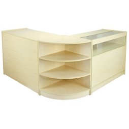 MonsterShop Zennith Shop Counter Cabinets & Retail Display Glass Showcase Set, Maple, Melamine MDF