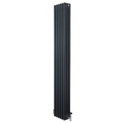 Traditional 4 Column Radiator & Valves - 1800 x 290mm - Anthracite Grey
