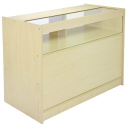 MonsterShop B1200 Shop Counter Retail Glass Showcase Display Cabinet, Maple, 120cm x 90cm x 60cm