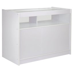 Retail 1/4 Glass Shelf Counter Shop Showcase Display Cabinet Shelves Unit White B1200