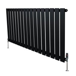 Flat Single Column Radiator & Valves - 600mm x 1190mm - Black