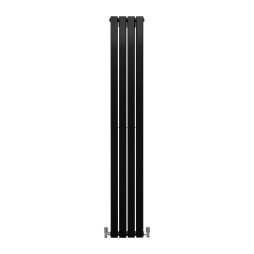Designer Radiators 180 x 28cm Flat Panel Modern Central Heating Matt Black Vertical Column Double Panel Wall Mounted Slimline Kitchen Living Room Bathroom Commercial Cleaning Brush & Fixing Kit