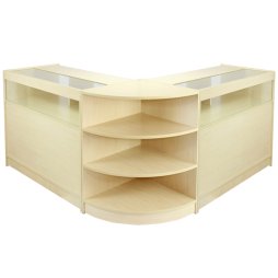 MonsterShop Libra Retail Display Shop Counters Set & Glass Showcase Cabinet Units, Maple