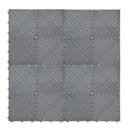Vented Modular Interlocking Flooring Tiles & Edges 225 x Grey Double Garage Heavy Duty Floor Mat Showroom Workshop Outdoor Polypropylene Anti Slip Weather Resistant Drainage Channels 6m x 6m 36m2
