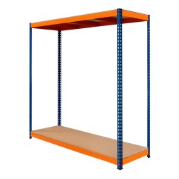 Garage Racking S-Rax Shelving Unit 2 Shelf 180cm x 180cm x 60cm Rack Heavy Duty Steel 300kg Capacity Per Shelf Adjustable Layout Boltless Assembly Rubber Feet 3 Reinforced Support Bars Warehouse