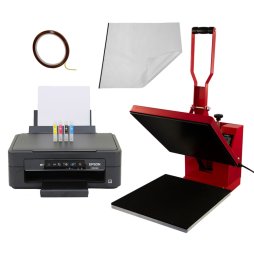 Heat Press Digital Transfer Machine 38 x 38cm Flat Clam & Printer With Cartridges Teflon Sheet Touchscreen Display Adjustable Pressure Ink Vinyl Professional Business 10 Sublimation Sheets Heat Tape