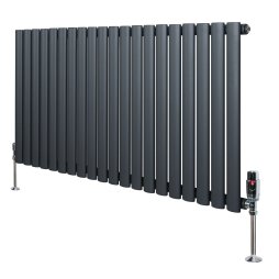 Oval Single Column Radiator & Valves - 600mm x 1200mm - Anthracite Grey