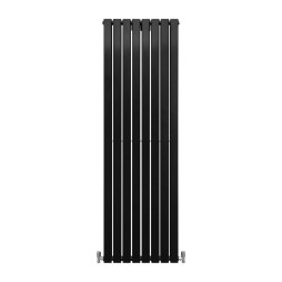 Designer Radiators 180 x 56cm Flat Panel Modern Central Heating Matt Black Vertical Column Double Panel Wall Mounted Slimline Kitchen Living Room Bathroom Commercial Cleaning Brush & Fixing Kit