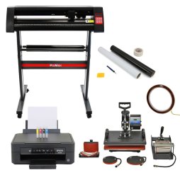 Vinyl Cutter Sublimation Printer 5 in 1 Heat Press T Shirt Transfer Digital Industrial Business Home Custom Design Plotter Machine Stand Cutting Printing | Weeding Pack