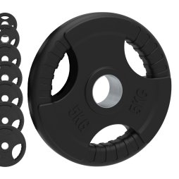 Olympic Tri-Grip Rubber Weight Plates Black Pairs Sets 5 kg PAIR