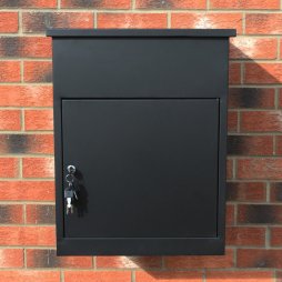 Parcel Post Box Lockable Wall Mounted Secure Large Outdoor Letter Smart Mail Drop Box Weatherproof Galvanised Steel | 5 Keys | 580 x 460 x 360mm - Black